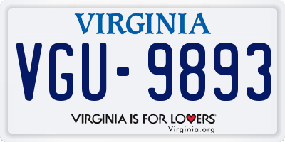 VA license plate VGU9893