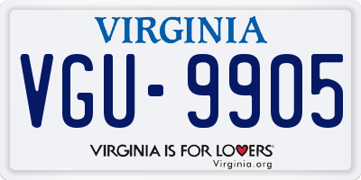 VA license plate VGU9905
