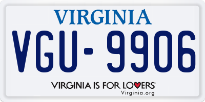 VA license plate VGU9906
