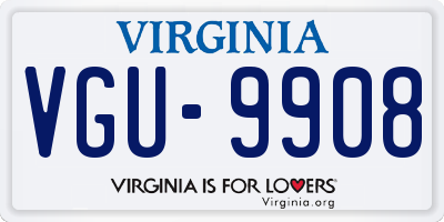 VA license plate VGU9908