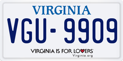 VA license plate VGU9909