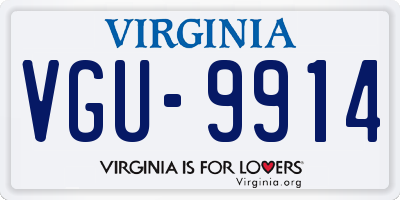 VA license plate VGU9914