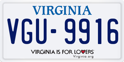 VA license plate VGU9916