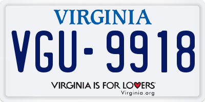 VA license plate VGU9918