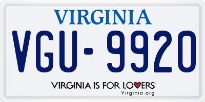 VA license plate VGU9920