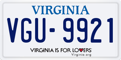 VA license plate VGU9921