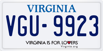 VA license plate VGU9923