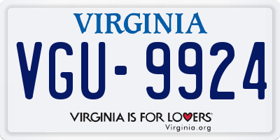VA license plate VGU9924