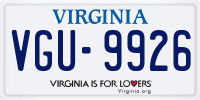 VA license plate VGU9926