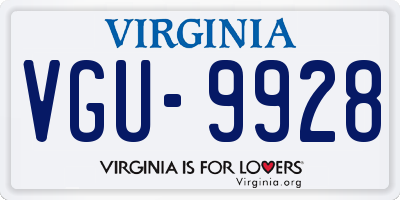 VA license plate VGU9928