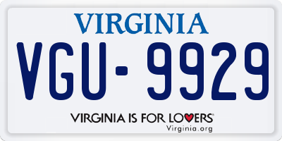 VA license plate VGU9929
