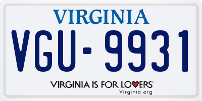 VA license plate VGU9931