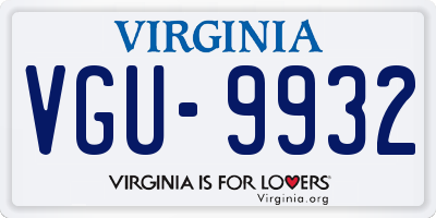 VA license plate VGU9932