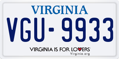 VA license plate VGU9933