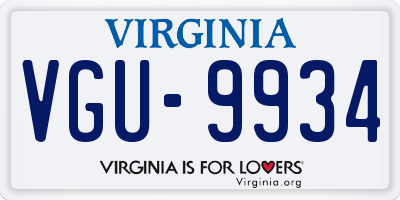 VA license plate VGU9934