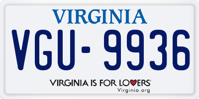 VA license plate VGU9936