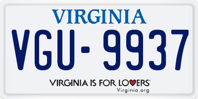 VA license plate VGU9937