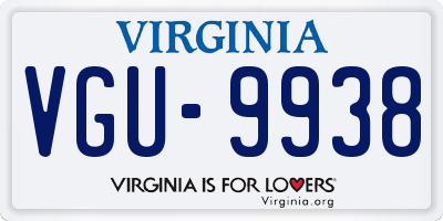 VA license plate VGU9938