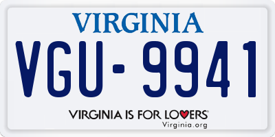 VA license plate VGU9941