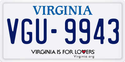VA license plate VGU9943