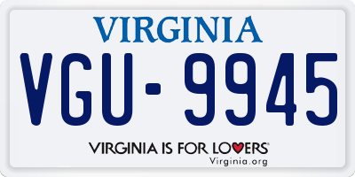 VA license plate VGU9945