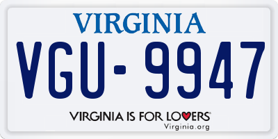 VA license plate VGU9947