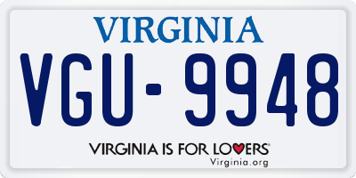 VA license plate VGU9948