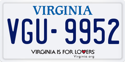 VA license plate VGU9952