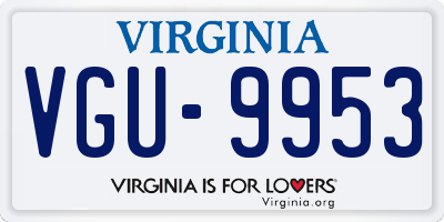 VA license plate VGU9953
