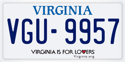 VA license plate VGU9957