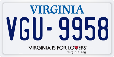 VA license plate VGU9958