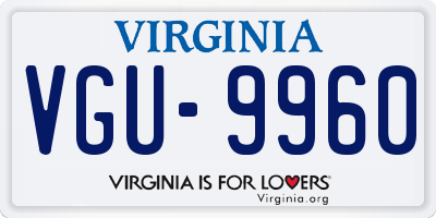 VA license plate VGU9960
