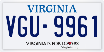 VA license plate VGU9961