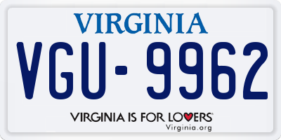 VA license plate VGU9962
