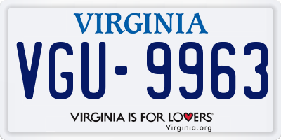 VA license plate VGU9963