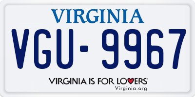 VA license plate VGU9967