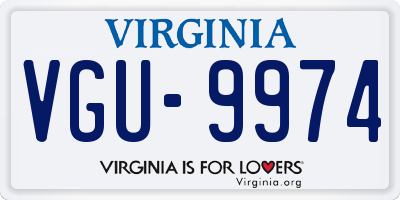 VA license plate VGU9974