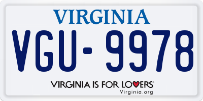 VA license plate VGU9978