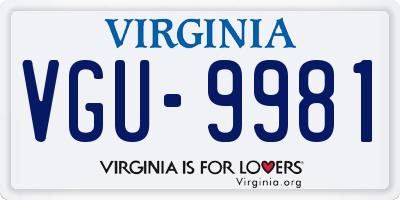 VA license plate VGU9981