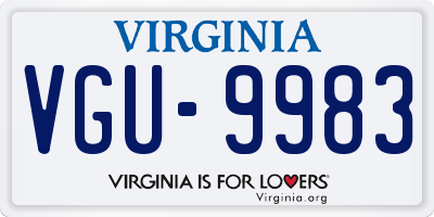 VA license plate VGU9983