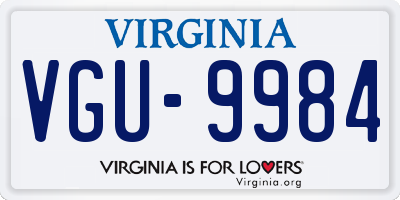 VA license plate VGU9984