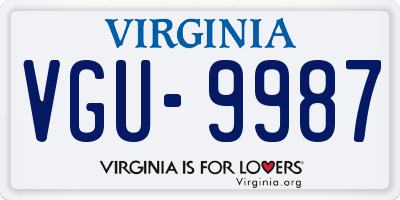 VA license plate VGU9987