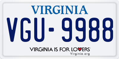 VA license plate VGU9988