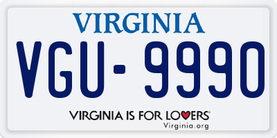 VA license plate VGU9990