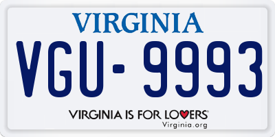 VA license plate VGU9993