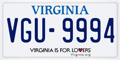 VA license plate VGU9994