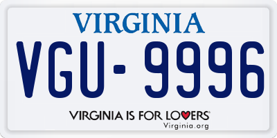 VA license plate VGU9996