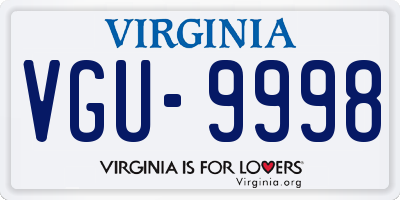 VA license plate VGU9998