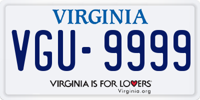 VA license plate VGU9999