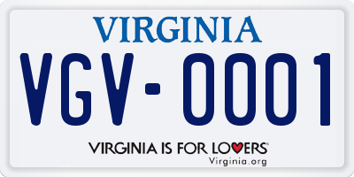 VA license plate VGV0001